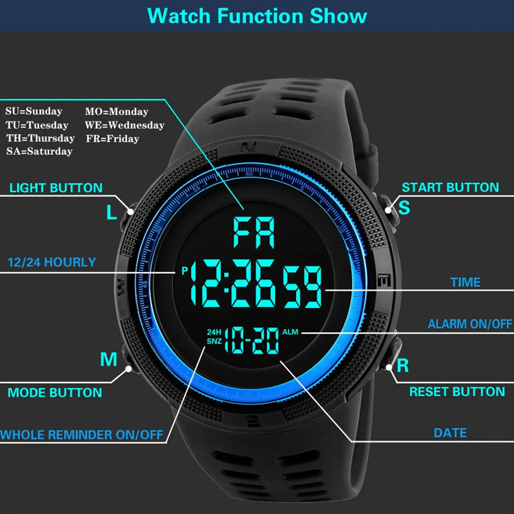Digital Waterproof Casual Luminous sport watch - Inspirational Watches