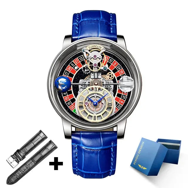 Relogio PINDU Fixed Roulette Watch Latest Design Quartz Watch Men Waterproof Leather Man Wristwatch Upgraded Version Inspirational Watches