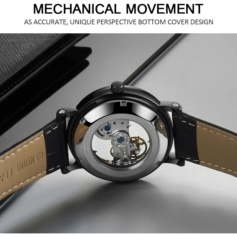 Mechanical Wristwatches Watches for Man Watches Golden Bridge Skeleton Automatic Mechanical Mens Watch reloj hombre montre homme Inspirational Watches
