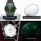 Spinning skeleton luminous stainless steel Watch Inspirational Watches