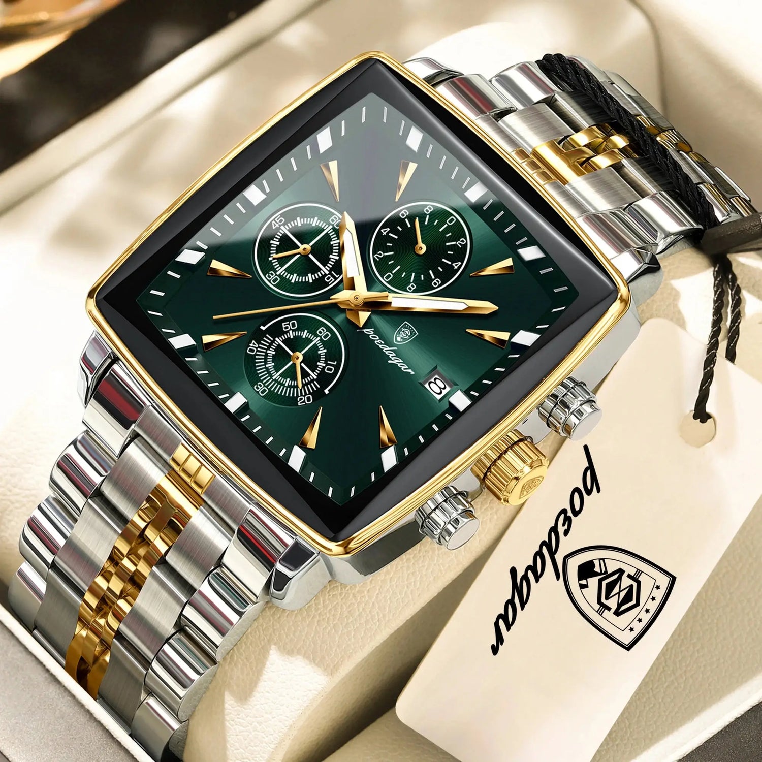 POEDAGAR Business Quartz Man Wristwatch Stainless Steel Waterproof Luminous Men Clock Chronograph Date Sport Men&