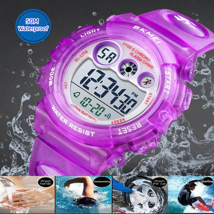 50M Waterproof LED Digital Kids Sports Watch Inspirational Watches