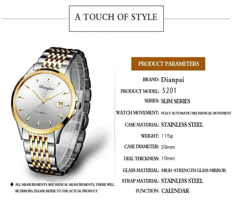Automatic Mechanical Luxury Thin Edition with Calendar Watch Inspirational Watches