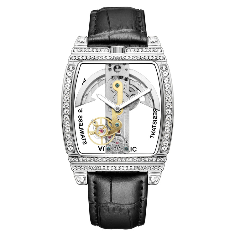 Transparent Automatic Mechanical Watch Men Steampunk Skeleton Luxury Gear Self Winding Leather Mens Clock Watches Montre Homme Inspirational Watches