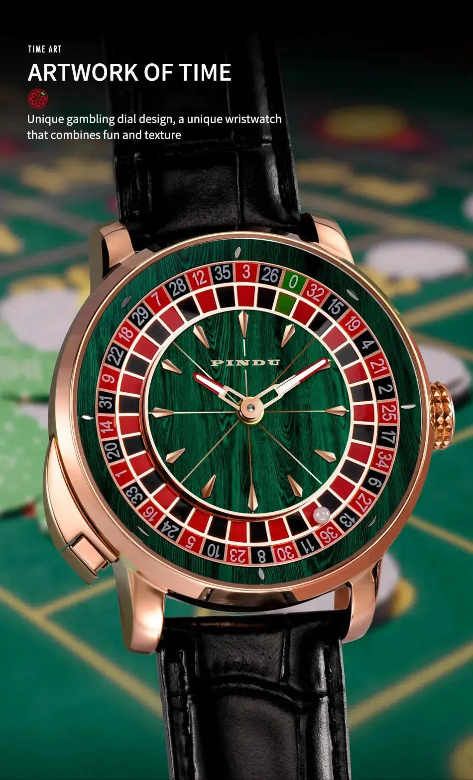 Wood Grain Mechanical Button Gambling Table Game Roulette - Inspirational Watches