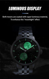 Lunar Moon Phase Automatic Mechanical Sapphire Waterproof Twin Moons Inspirational Watches