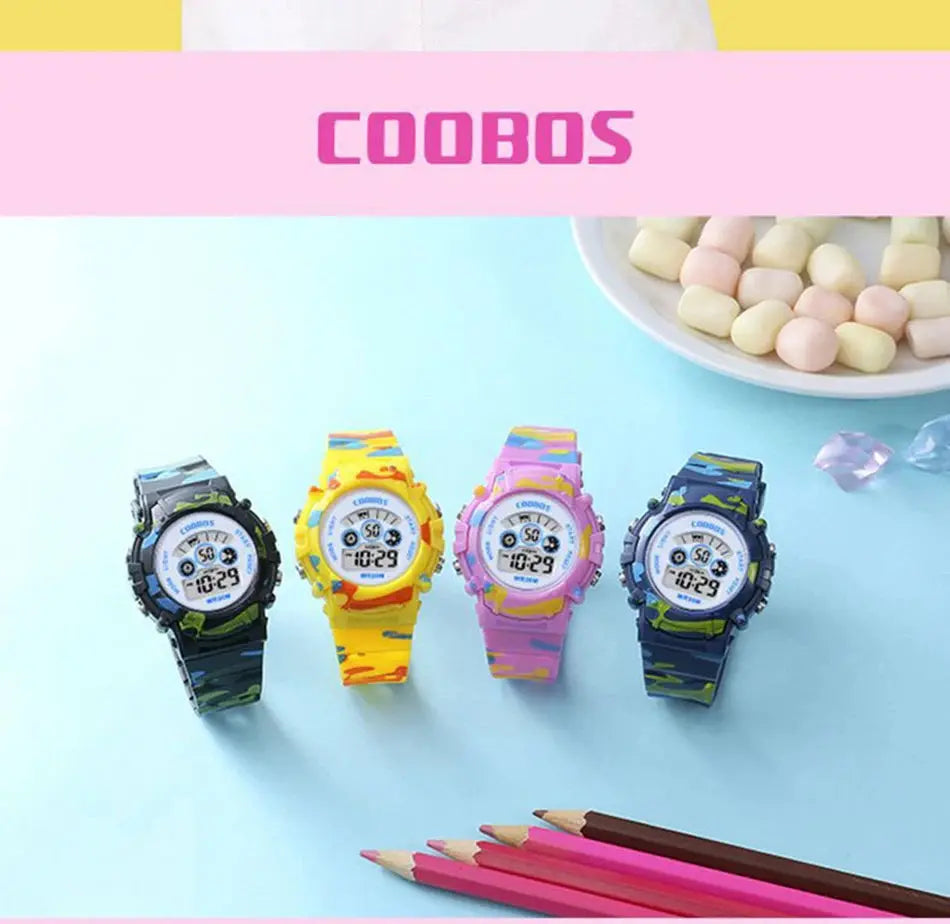Waterproof Luminous Sport LED Digital Watches for Kids Inspirational Watches