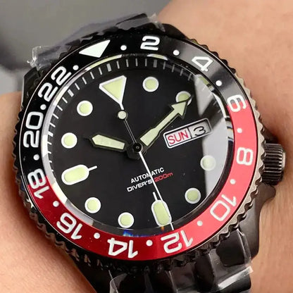 Domed Sapphire Glass NH36 Automatic Movement 200m Waterproof 120 Clicks Black Green Luminous Watch - Inspirational Watches