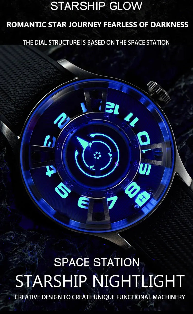 Curvature Engine Star Ship Automatic Super Luminous Blue Nightlight Automatic Inspirational Watches