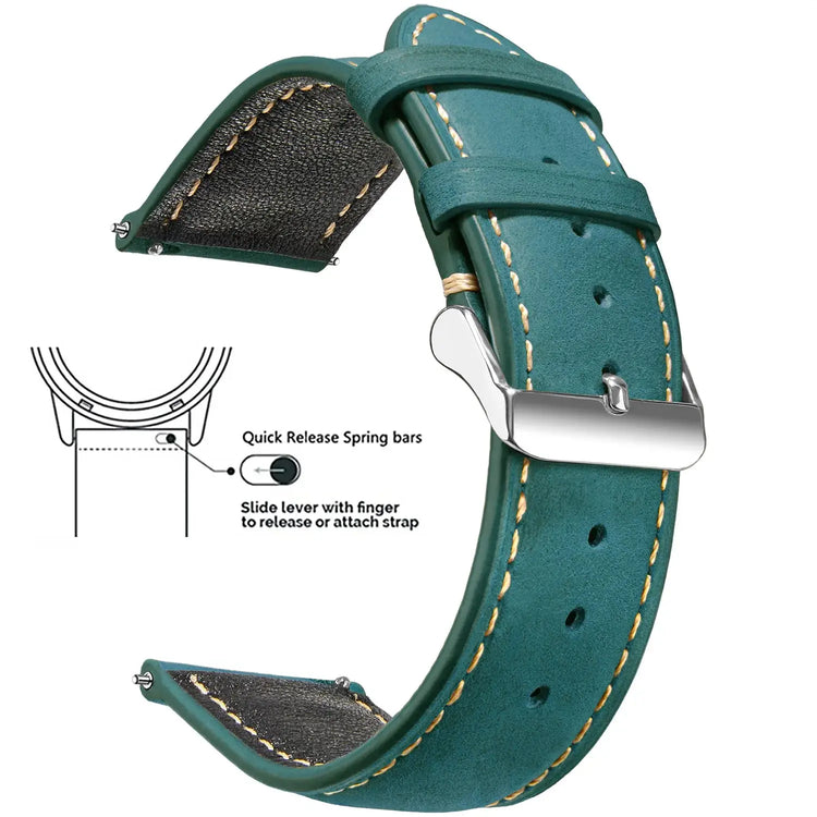 Vintage Quick-Release Genuine Leather Watch Strap