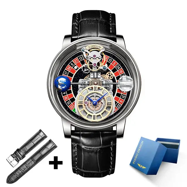 Relogio PINDU Fixed Roulette Watch Latest Design Quartz Watch Men Waterproof Leather Man Wristwatch Upgraded Version Inspirational Watches