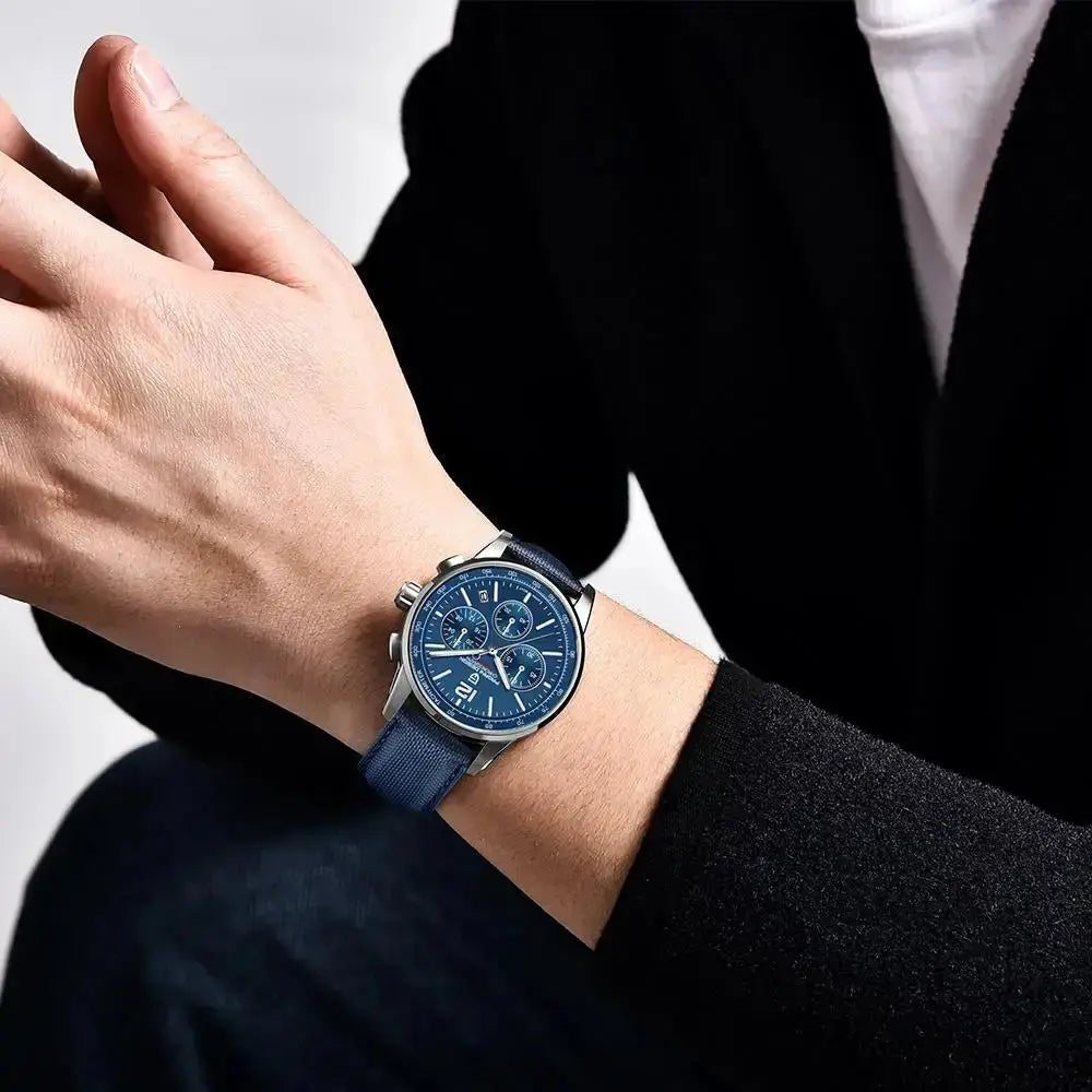 Chronograph Japan Vk63 Sport Quartz Wristwatch Sapphire Date 100m Waterproof - Inspirational Watches