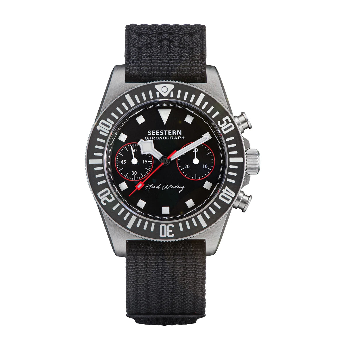 SEESTERN Chronograph Man of Watch Mechanical Tianjin ST1901 Movement Sapphire Wristwatches Nylon Sticker Strap Luminous Skeleton Inspirational Watches