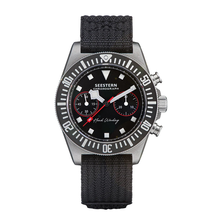 SEESTERN Chronograph Man of Watch Mechanical Tianjin ST1901 Movement Sapphire Wristwatches Nylon Sticker Strap Luminous Skeleton Inspirational Watches