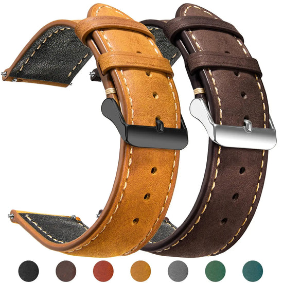 Vintage Quick-Release Genuine Leather Watch Strap