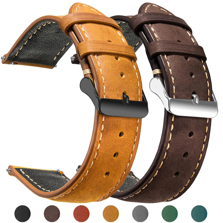 Vintage Quick-Release Genuine Leather Watch Strap