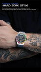 PINDU Watches High Quality Luxury Color Diamond Mechanical Watch For Men Waterproof Stainless Steel Silicone Strap Fashion Watch Inspirational Watches