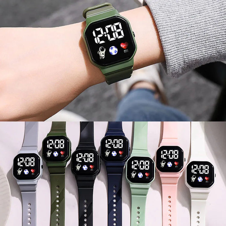 Waterproof LED Digital Kids Sport Watch Silicone Strap Inspirational Watches