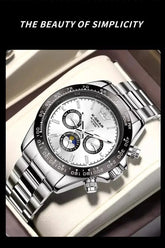 Automatic Watch with Ceramic Bezel Three Eyes Six Hands Waterproof Luminous - Inspirational Watches