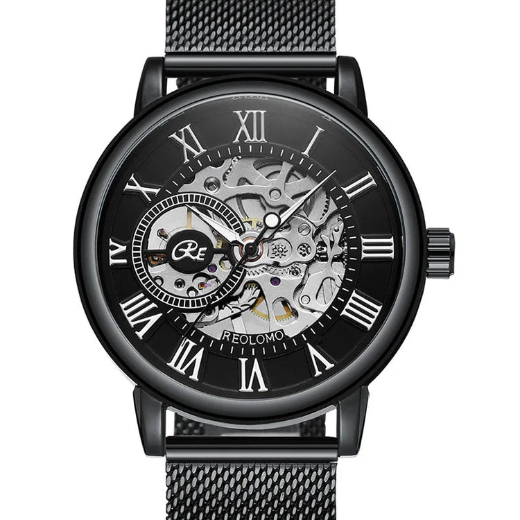 Mechanical Hand Wind Watch for Men Top Brand Luxury Fashion Skeleton Mesh Strap Wristwatch Male Clock Montre Homme Drop Shipping Inspirational Watches