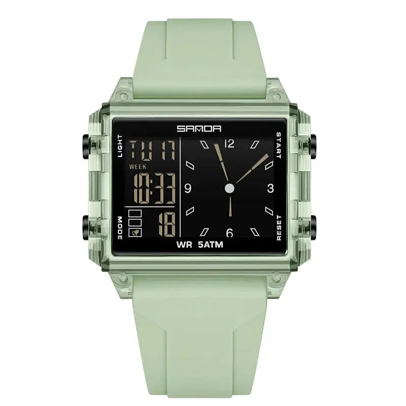 Square Dual Time Electronic Watch Waterproof - Inspirational Watches