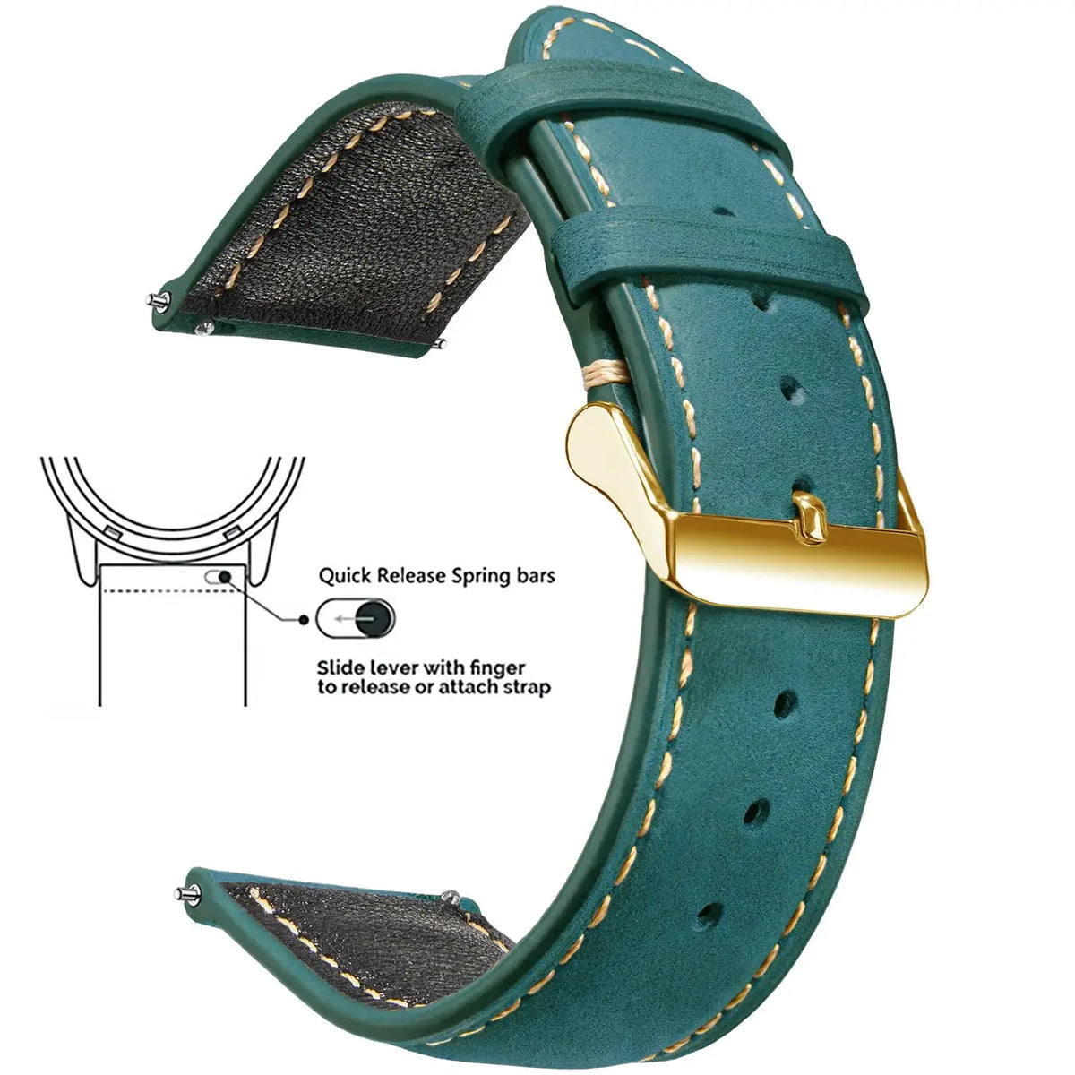 Vintage Quick-Release Genuine Leather Watch Strap