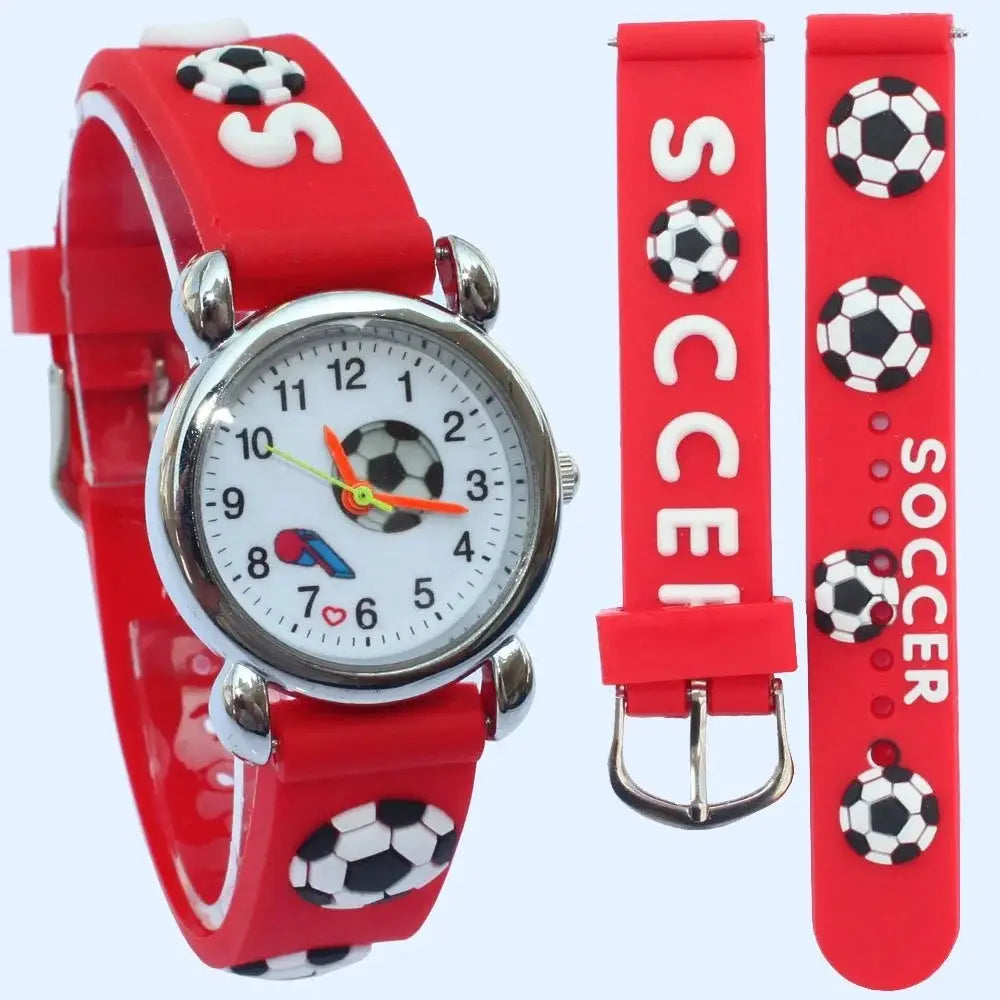 Sport Football Style 3D Watch Silicone Band Children Quartz Watch Boy Watch Girls Watch Cartoon Analog Wristwatch Inspirational Watches