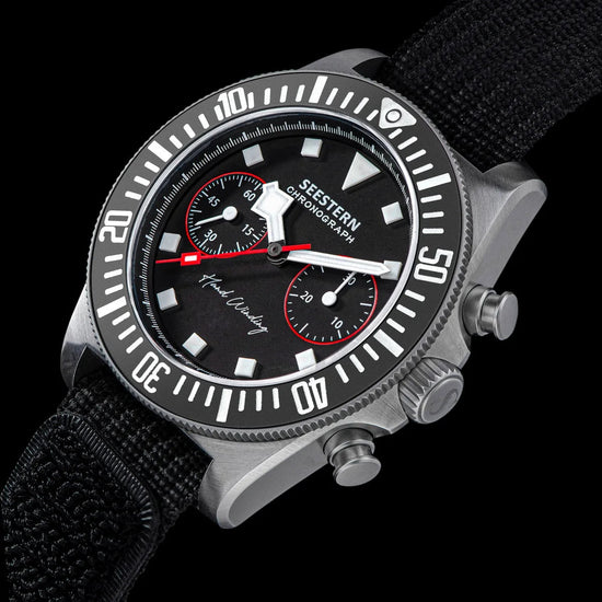SEESTERN Chronograph Man of Watch Mechanical Tianjin ST1901 Movement Sapphire Wristwatches Nylon Sticker Strap Luminous Skeleton Inspirational Watches