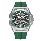 MEGIR Skeleton Dial Men Mechanical Watch Silicone Strap 316 Stainless Steel Case 50M Waterproof Automatic Wristwatches Men&