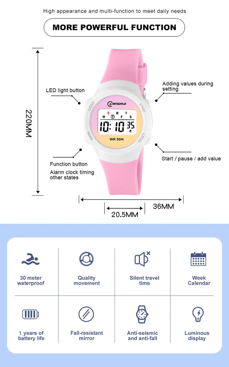 30M Waterproof Digital Kids Sports Watch Inspirational Watches