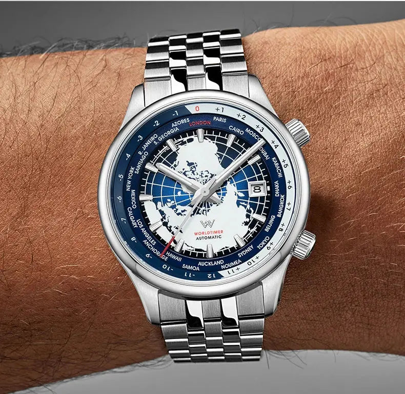 WM Watch Automatic Mechanical Men Watches High Quality Sapphire World Time Original Recognized Brand Welly Merck Watch Man WM057 Inspirational Watches