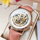 Augulas Genuine Hollow-Out Diamond-Encrusted Fully Automatic Mechanical Watch for Women, Fashionable and Simple, Luminous Waterproof Watch for Female Students, Trendy, the Best Gift for Her, No Battery Needed Inspirational Watches