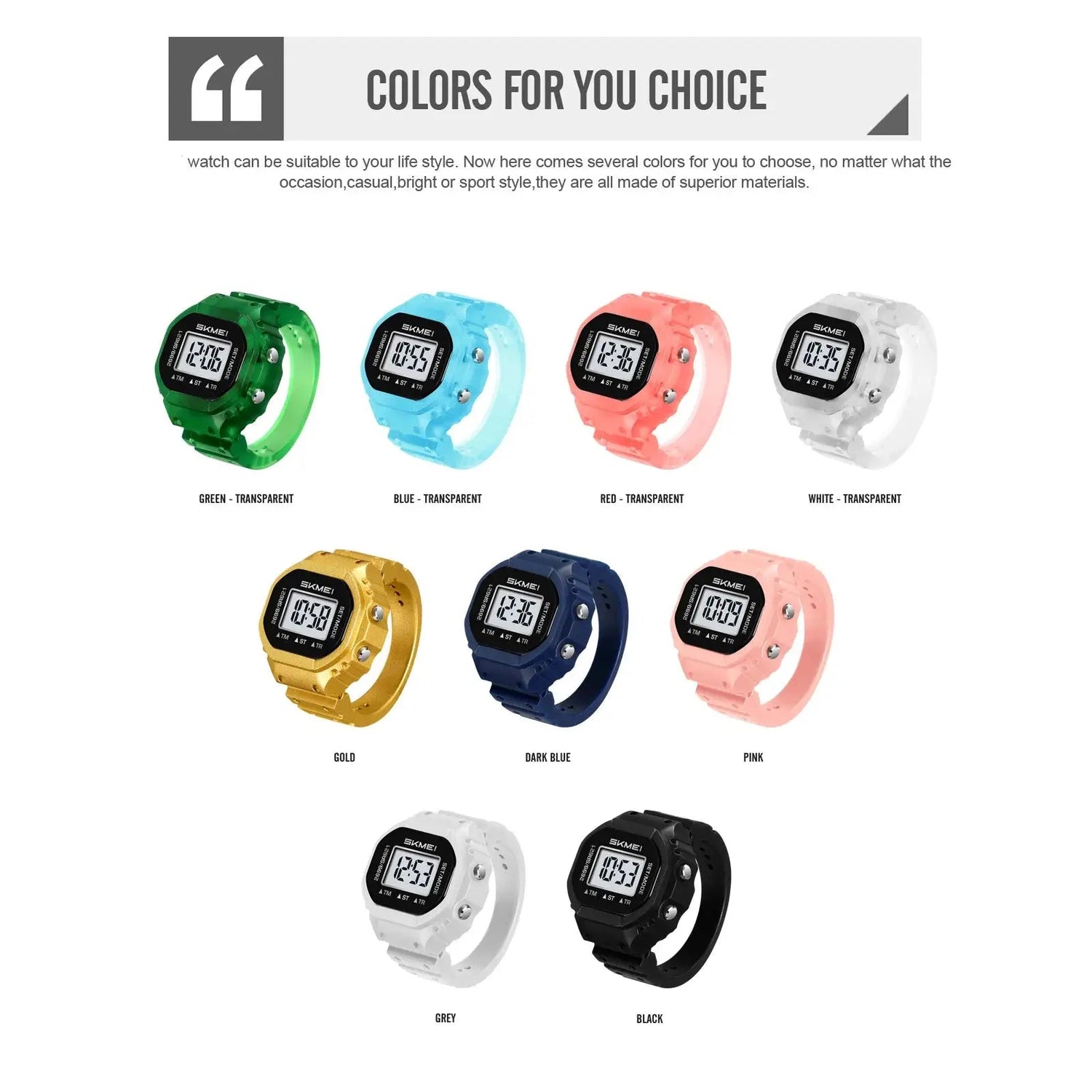 SKMEI 2699 New LED Digital Women Fashion Cool Rings Finger Watches Chronograph Plastic Watches Lady Jewelry （Cannot adjust size） Inspirational Watches