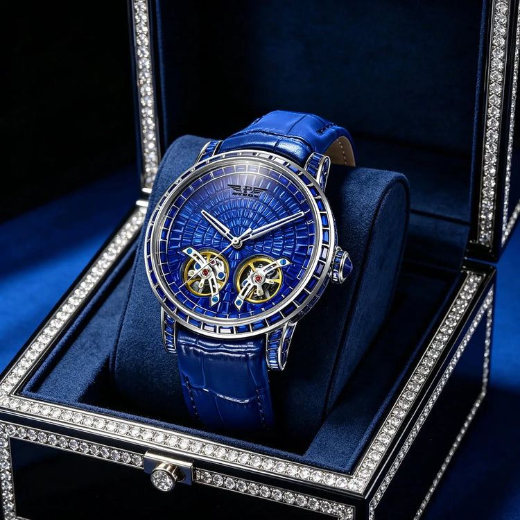 2026 PINDU Design New 46MM Diamond Mechanical Watch Men Top Luxury Double Flying Wheel Watch Sapphire Glass Waterproof Watch MEN Inspirational Watches