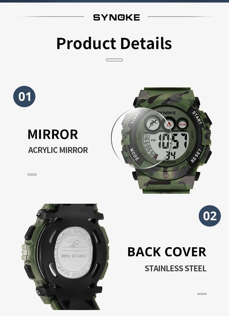 50M Waterproof Luminous LED Digital for Kids Watch Inspirational Watches