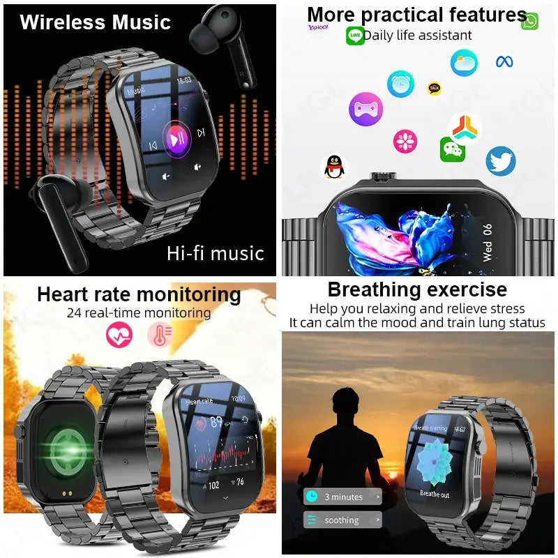 LIGE New 2.2-inch 3D Curved Screen Smart Watch With LED Light Thermometer Health Monitor Smartwatch BT Call Sports Fitness Watch Inspirational Watches