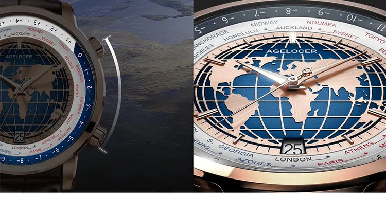 World Time Automatic Mechanical Calendar Stainless Steel Inspirational Watches