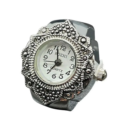 New Jewelry Clock Fashion Round Quartz Finger Rings Elastic Stretchy Rings Ring Watch Digital Watch Inspirational Watches