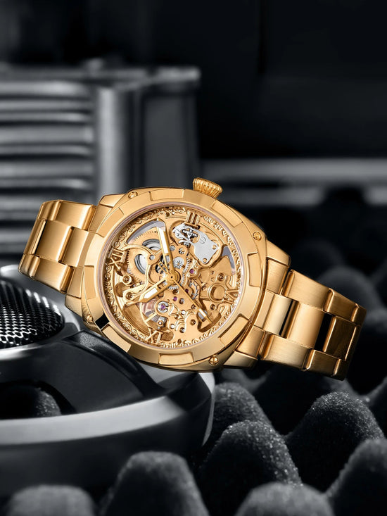 Men automatic watch luxury mechanical watches waterproof skeleton  wholesale stainless steel gift watch Inspirational Watches