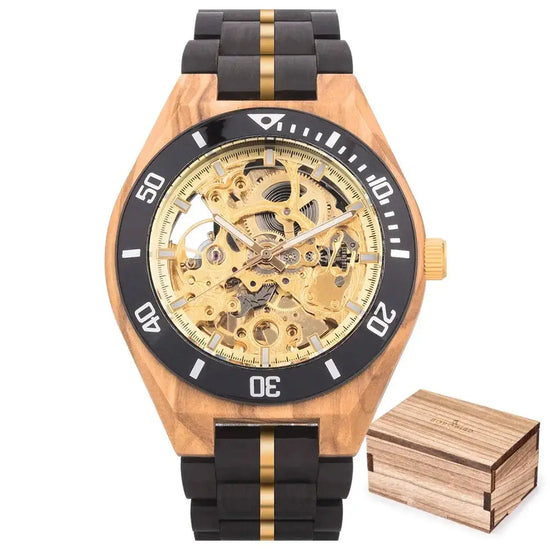 Luxury Wooden Mechanical Watches for Men – Premium Automatic Timepiece with Oversized Dial - Inspirational Watches
