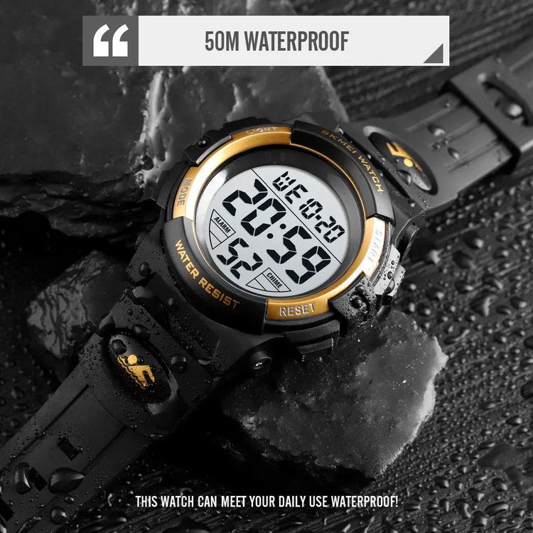 LED light Display Digital Alarm Clock 5Bar Waterproof Kids Sports Watch Inspirational Watches