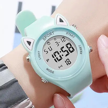 Children Student Electronic Watches for Girls and Boys Cute Cat Ear Digital Sport LED Simple Electronic Wrist Watch Kids Relogio Inspirational Watches