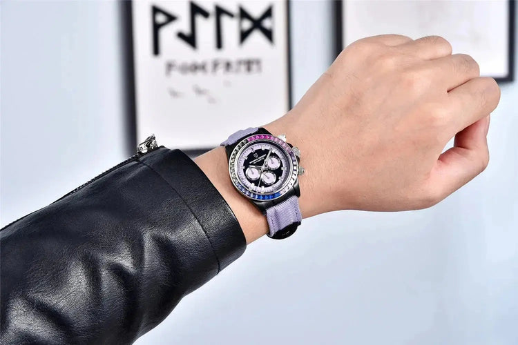 Automatic Mechanical Watch 40MM Rainbow Circle Multifunction Wristwatch Inspirational Watches