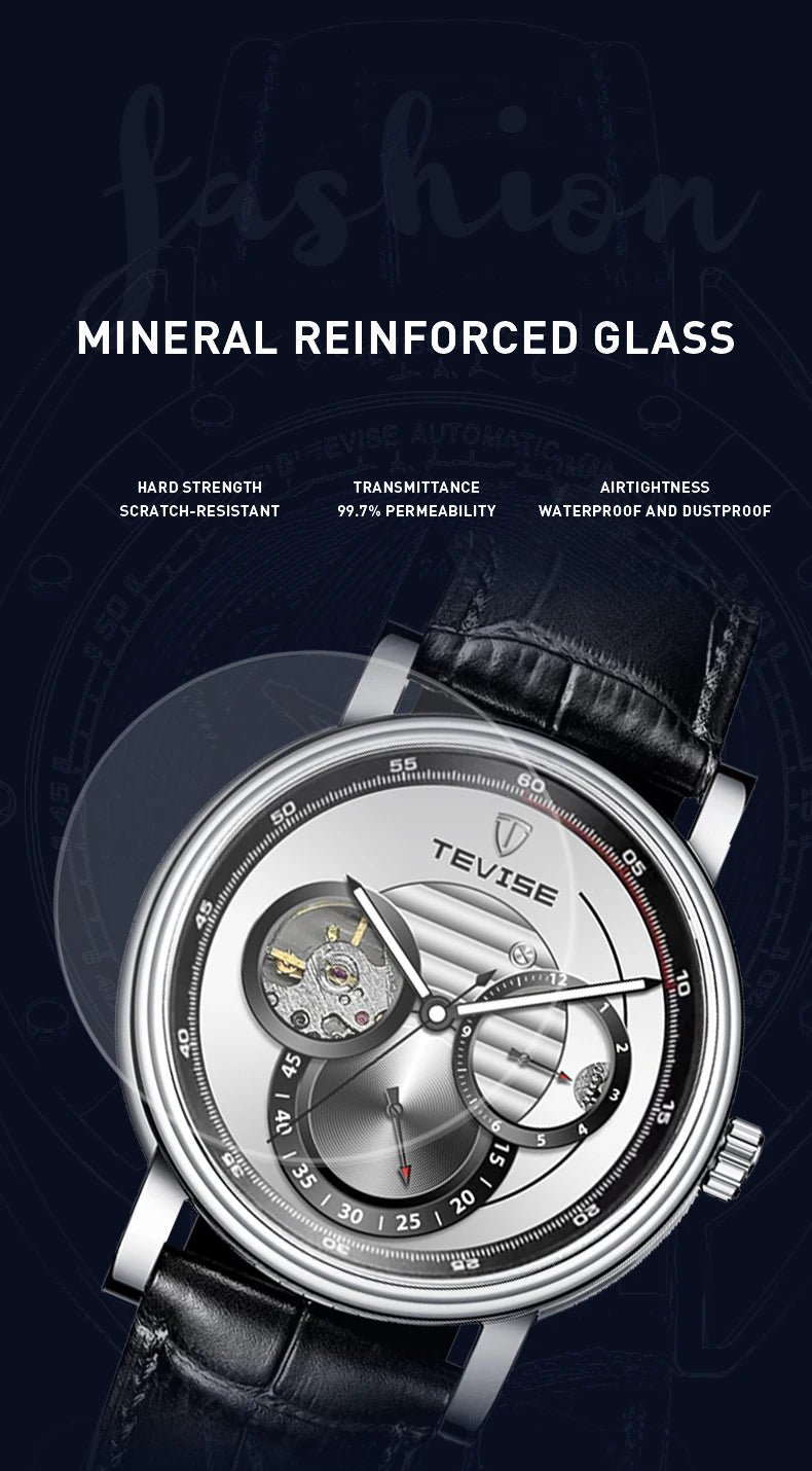 Automatic Mechanical Skeleton Watch Leather Strap Inspirational Watches