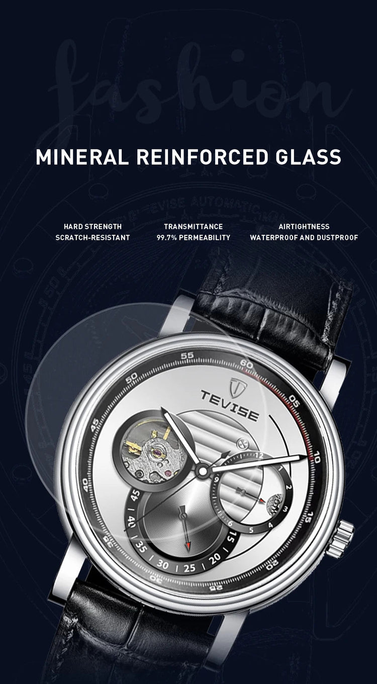 Automatic Mechanical Skeleton Watch Leather Strap Inspirational Watches