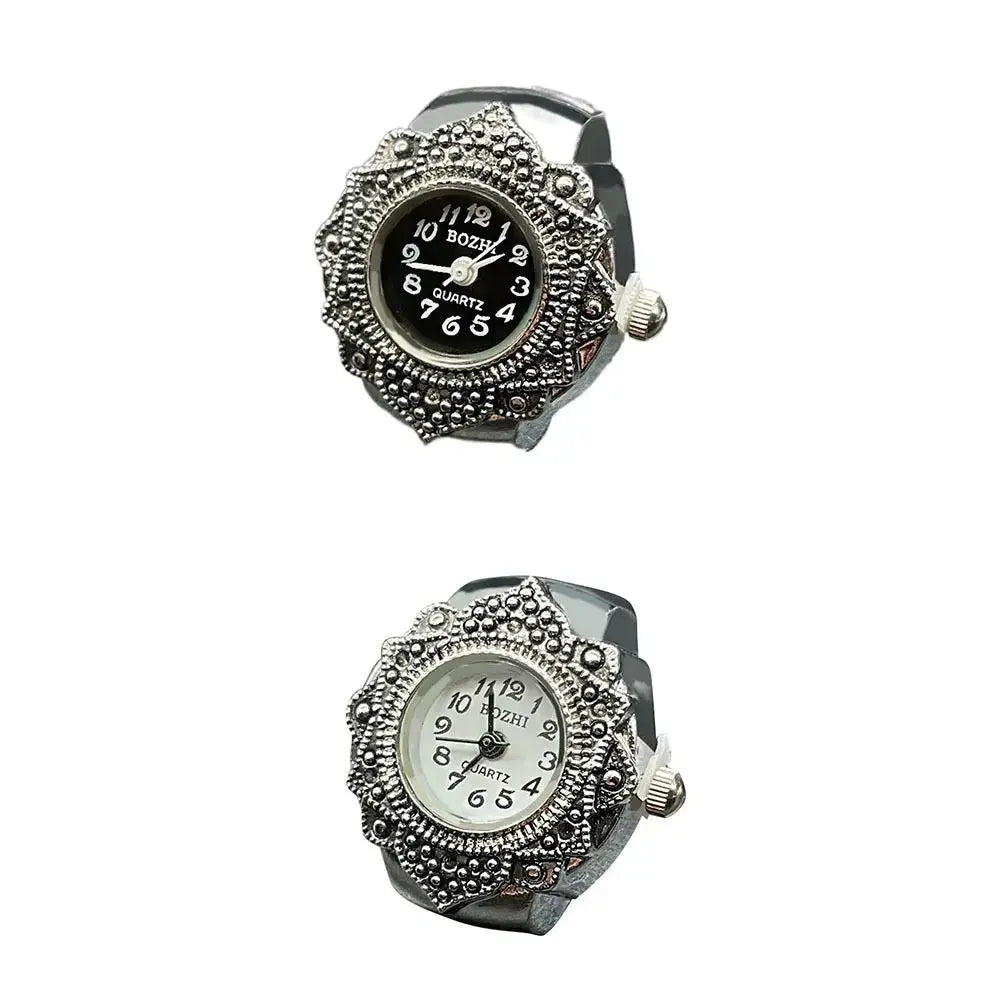 New Jewelry Clock Fashion Round Quartz Finger Rings Elastic Stretchy Rings Ring Watch Digital Watch Inspirational Watches