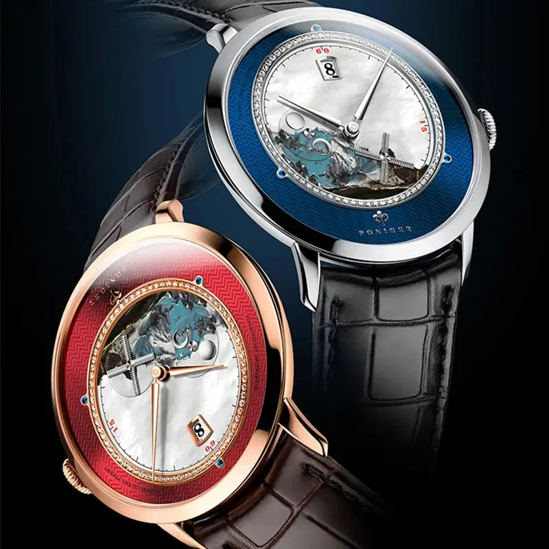 Original Painting Dial automatic Sapphire Crystal Glass Watch - Inspirational Watches