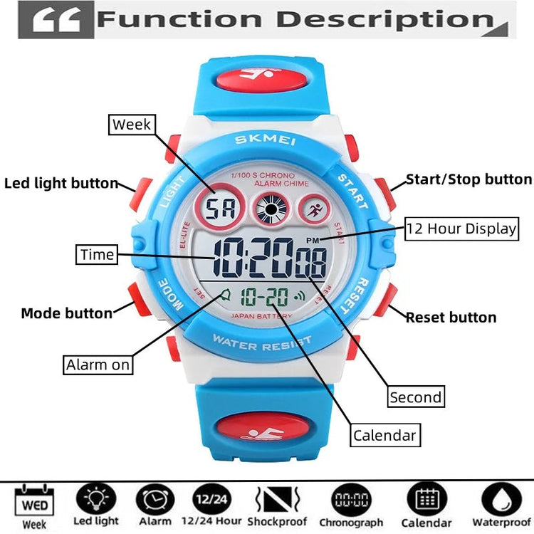 50M Waterproof LED Digital Kids Sports Watch Inspirational Watches