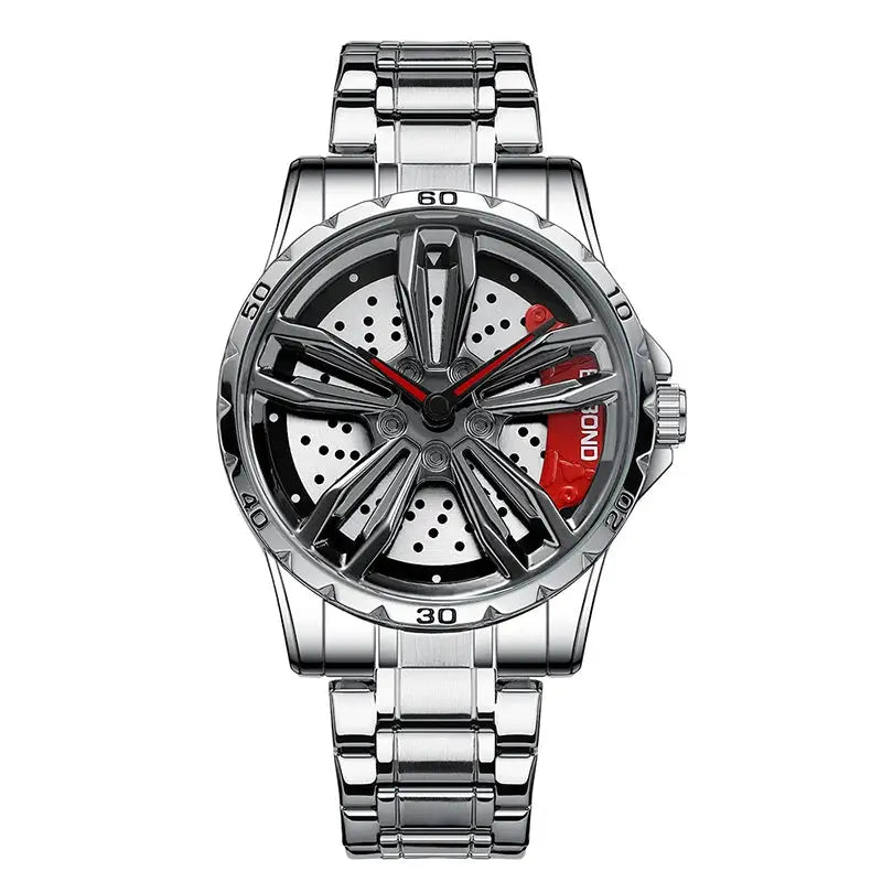 Automotive Wheel Hub Watch with 360° rotating racing dial