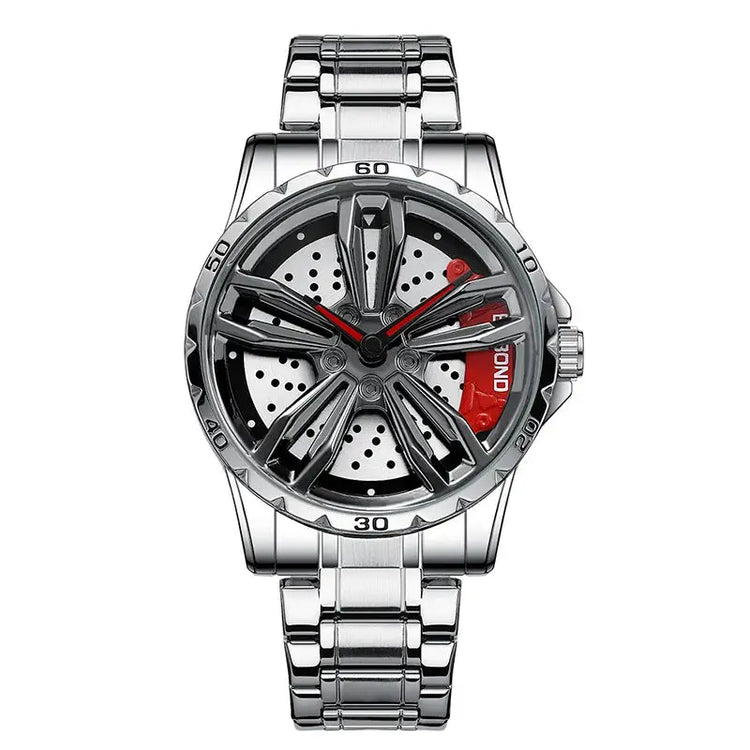 Automotive Wheel Hub Watch with 360° rotating racing dial